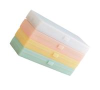 Mobestech Translucent Plastic Pen Box Set for Students, 4pcs Frosted Pencil Cases in White, Pink, Green, and Yellow, Large Capacity Storage for School and Office Supplies