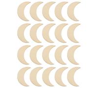 Mobestech Unfinished Wooden Moon Shape Slices 20Pcs 2.5X4Cm for Cottagecore Decor and Handmade Hanging Ornaments DIY