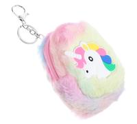 Mobestech Unicorn Plush Zipper Coin Purse with Keychain for Women | Polyester Blend, Cartoon Simple Classic Style, Lightweight and Easy to Carry
