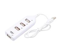 Mobestech USB 2.0 4 Port Data Hub Splitter Plug and Play Current Protection and LED Power Status for Laptop PC Compatible XP/Vista/7/8/10 White