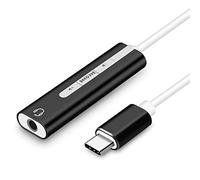 Mobestech Usb Sound Card with Surround Audio for Mic and Earphone Durable External Adapter for Adjustable Volume Control Black