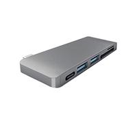 Mobestech USB Type C Hub Combo Adapter Grey Pd Charging for Laptop Data Sync and Memory Card Reader