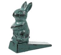 Mobestech Vintage Blue Cast Iron Rabbit Doorstop Anti-Collision Heavy Door Wedge Stopper for Home Safety and Wall Protection Security Draft Excluder for Garden Living Office
