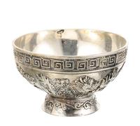 Mobestech Vintage Dragon Phoenix Offering Bowl for Worship and Temple Rituals Decorative Copper Water Container with Ethnic Pattern Antique Collectible and Home Ornament