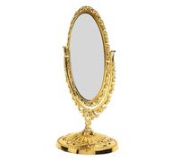 Mobestech Vintage Oval Swivel Vanity Mirror Retro Double Sided Makeup Mirror for Dressing Table Rotation High Definition Reflection Decor Small Gold