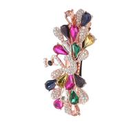 Mobestech Vintage Rhinestone Flower Hair Barrettes Sparkly Claw Clip for Women Non-slip Hairpin with Peacock Design for Weddings Proms Parties and Retro Hairstyles