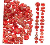 Mobestech Vintage Transparent Red Flower Butterfly Leaf Beads with Golden Plating Assorted Bohemia Floral Spacer Beads for Jewelry Making DIY Bracelets and Necklaces Mixed Styles