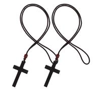 Mobestech Vintage Wooden Cross Pendant Car Hanging Ornament for Rearview Mirror 2pcs Lightweight and Versatile Religious Decoration with Universal Compatibility, for Personal Use and Church