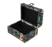 Mobestech Vintage Wooden Jewelry Box Small Christmas Storage Chest with Handle Retro Keepsake Trinket Organizer for Home and Holiday Decor