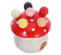 Mobestech Whimsical Mushroom-shaped Ceramic Fruit Forks with Red Storage Jar, Cute Dessert Utensil Set for Kitchen Organization and Fruit Serving
