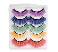 Mobestech White Eyelash Colored Eyelashes Dramatic Fake Eyelash Thick Fuffy Eye Lashes Soft Eyelashes for Women Girls Cosplay Halloween Party, 5Pairs Mixed Color 2 Makeup