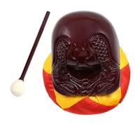 Mobestech Wood Muyu Percussion Instrument with Wooden Stick for Buddhist Meditation and Early Music Education Dark Woodblock for Rhythm Development and Cognitive Skills Cultivation