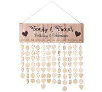 Mobestech Wooden Birthday Reminder Wall Calendar with 100 Hanging Tags, DIY Family and School Countdown Plaque for Birthdays and Events, Rustic Wood Hanging Calendar Decor for Home