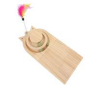 Mobestech Wooden Cat Turntable with Ball Interactive Kitten 2-layer Scratching Board for Indoor Cats Sturdy Natural Wood Pet Playtime Random Color