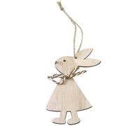 Mobestech Wooden Easter Bunny Hanging Decorations 6pcs Set with Cartoon Style, Synthetic Material, for Living Room and Tree, DIY Handcrafts to Create Festival Atmosphere