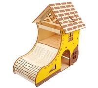 Mobestech Wooden Hamster House with Layer Design for Small Animals, Safe and Comfortable Pet Habitat Hideout with Climbing Frame, for Hamsters and Mice for Healthy Growth and Play