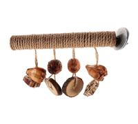 Mobestech Wooden Parakeet Perch with Hanging Chew Screw Mount Fixation Bird Stand for Claw Grinding and Resting Bite-resistant Natural Wood Accessory for Parrots Macaws Finches and Caged