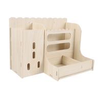 Mobestech Wooden Rabbit Feeder Multi-functional Hay Rack and Feeding Bowl for Animals Sturdy Design Easy to Clean Suitable for Guinea Pigs Hamsters Chinchillas and Squirrels