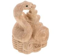 Mobestech Wooden Snake Figurine Zodiac Decoration Artisan Carved Snake Statue for Home Office Decor Symbol of Luck and Wisdom Unique Lunar Year