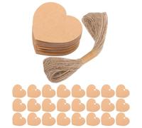 Mobestech Wrapping Tags Tag Labels with Decorative Effect and Hands-on Ability Made of Brown Paper and Flax Rope Heart Shape and Crafts Valentine's Day