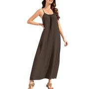 Mobeur Backless Dresses for Women Summer Tie Back Cami Dress Plain Sleeveless Maxi Dresses Lightweight Casual Spaghetti Strap Long Dress Lounge Nightdress Vacation Beach Travel