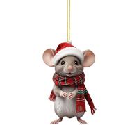 Mobeur Christmas Tree Decorations, Christmas Hamster with Red Hat Car Hanging Ornament Cute Hamster Holiday Home Decor Car Decorations