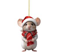 Mobeur Christmas Tree Decorations, Christmas Hamster with Red Hat Car Hanging Ornament Cute Hamster Holiday Home Decor Car Decorations