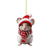 Mobeur Christmas Tree Decorations, Christmas Hamster with Red Hat Car Hanging Ornament Cute Hamster Holiday Home Decor Car Decorations