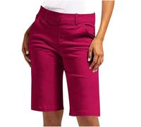 Mobeur Stretch Shorts for Women UK Ladies Pull On Turned Hem Cut Off Bengaline Mom Boyfriend Boy Denim Casual Cropped Pants Capri Slim Fit Turn Up Summer Capri Pants Trousers