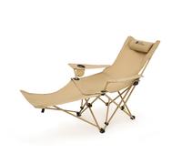Mobi Garden, Comfort Reclining Folding Chair for Outdoor and Home Use, Sand, Multi-Angle Adjustable, Wide 56cm Seat, High-Duty Load Capacity, Durable and Tear-Resistant