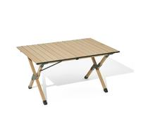Mobi Garden, Portable Folding Roll-Up Aluminum Alloy Table for Camping and Home Use, Medium Size, Natural Wood Color, Multi-Layer Reinforced Construction, Detachable Folding Structure for Easy Transpo