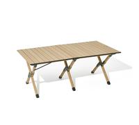 Mobi Garden, Portable Folding Roll-Up Aluminum Alloy Table for Camping and Home Use, Natural Wood Color, Large Size, Multi-Layer Reinforced Construction, Detachable Folding Structure for Easy Transpor