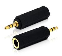 Mobi Lock 2pcs 3.5mm Plug to 6.35mm Socket - 1/8 to 1/4 in Stereo Audio Jack Adapter - Connects Devices with 3.5mm port to Amplifiers, Guitar, Piano, Speakers & Mic that use 6.35mm Port