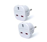 MOBIBAY Pack of 2 Travel Adaptor | UK to European Plug Adapter Converter (Euro Type C, E, F) 3 Pin to 2 Pin Type G, EU Plugs for Europe Accessories,Italy,Cape Verde,Poland,Spain,Turkey,Greece,Bulgaria