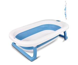 Mobiclinic®, Baby Bath Tub, Foldable Toddler Bath, for 0-3 Years, Portable Baby Bathtub, Bubba, Baby Bathtub with Non-Slip Support, Hanging Handle, Includes Drainage Hose, Blue