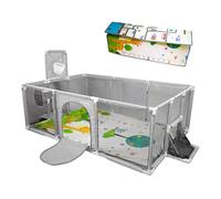 Mobiclinic®, Baby Playpen, Reversible Play Mat, Foldable, 120x180 cm, Basket and Soccer Net, 4 Handles, Breathable Mesh, Carry Bag, Kidland (Grey)