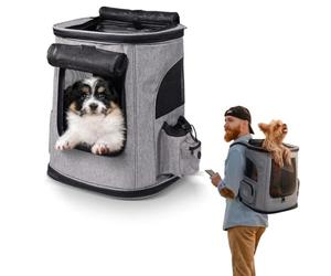 Mobiclinic®, Backpack for Pets, Foldable, Portable Pet Carrier Bag, Accessory Pockets, Top Opening, Multiple Accesses, Double Handle, Adjustable, 30 x 25 x 40 cm, Thor, Cat and Dog Carrier, Washable