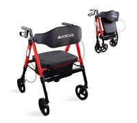 Mobiclinic®, Bariatric Walker, Up to 204 kg, Foldable, Adjustable Handlebars and Seat, 360º Wheels, Backrest, XL Basket, Reinforced Aluminium, Madeira