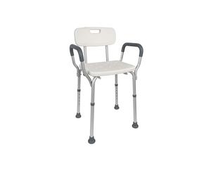 Mobiclinic®, Bath and Shower Stool, Orthopaedic Shower Chair, Perching Stool, Height-Adjustable, Non-Slip Rubber Tips, Armrests and Backrest, Lightweight, Puerto