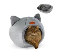 Mobiclinic® Pets, Cat Bed, HelloCatty, Cushioned Pillow, Machine Washable, Cat Cave, Easy to Fold and Store, Non-Slip, Comfortable and Removable Cushion, 25D Sponge, Modern Design