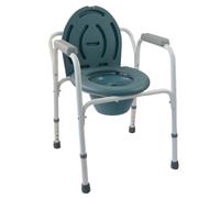 Mobiclinic®, Commode Chair, with Lid, Removable Bucket, Adjustable in 5 Heights, Non-slip Ferrules, Armrests, Supports up to 100 KG, Portable Toilet Chair, Steel, Arroyo