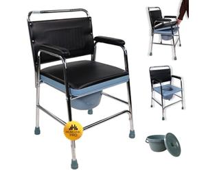 Mobiclinic®, Commode Toilet Chair, Removable Bucket, Non-slip Tips, Cover, Padded Seat and Armrests, Strong and Safe, for Disabled, Seniors, Velero