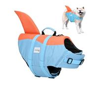Mobiclinic®, Dog Life Jacket, Shark Fin Design, Rescue Handle, Adjustable Harness, Leash Ring, High Buoyancy and High Visibility, Sharky, Lightweight, Swimming, Surfing, Sailing (L)