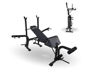 Mobiclinic® Fitness Gym Bench Multi-Function Pressfit, Adjustable, Foldable, Steel, Supports Up to 250 kg, Bar Support, Ideal for Strength Exercises at Home