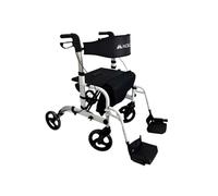 Mobiclinic®, Folding Walker, with Footrest, Foldable, Height Adjustable, Max. 136 kg, with Brakes, Reversible Backrest, 360º Wheels, Bag, Walking Stick Holder, Ibiza