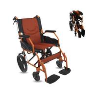 Mobiclinic®, Folding Wheelchair, Lightweight, Seat 18 in, Two Brake Systems, Folding Backrest, Aluminium, Folding Footrest, Pirámide, Small Castors, European Brand, Fixed Armrests
