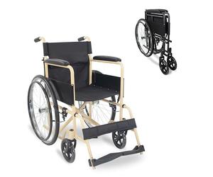 Mobiclinic®, Folding Wheelchair Self Propelled Denver, European Brand, 18,11 inch Seat, Removable Backrest, Fold-Down, Foot Rest, Strong, Wheelchair for Disabled, Foldable Chair