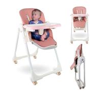 Mobiclinic®, High Chair for Baby, Evolutive, Extra folding, Convertible, Simba, 5-point Harness, Wheels with Brakes, Double Removable Tray, Washable and Removable Fabric, Adjustable