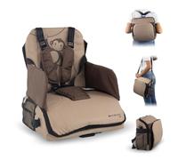 Mobiclinic® Kids Portable High Chair, Monkey, Travel High Chair, 6 to 36 Months, 15 kg, Foldable, Adjustable 5-Point Strap, with Storage, Baby, Baby Seat, Colour Beige