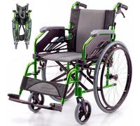 Mobiclinic®, Lightweight Folding Wheelchair, Aluminium, Self-propelled | with Folding and Split Backrest, Detachable Footrests, Armrests, Wheelchair for Adults, Green, Bolonia